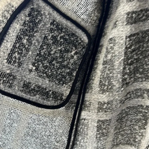 Avec Les Filles Long Line Chunky Knobby Cardigan Jacket Wool Blend Window Pane - Picture 9 of 9